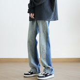 Men Jeans Hiphop Straight-Leg Trousers Retro Loose Wide Leg Pants
